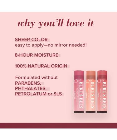Burt's Bees Tinted Lip Balm Rose 100% Natural - 1 Tube (Packaging may vary) - Buy Online on SooperMarket.com