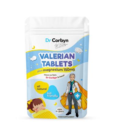 Dr Corbyn Kids Valerian 37mg & Magnesium 150mg - 120 Tablets | All-Natural Sleep Support Bedtime Relaxation | Vegan UK Made (Ages 4+ Years) 120 count (Pack of 1)