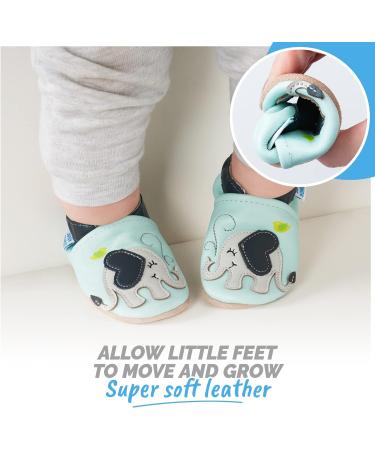Blue Elephant Baby Shoes | Soft Sole Leather Toddler Shoes 0-6 Months | Baby Boy & Girl Walking Shoes - Buy Online on SooperMarket.com