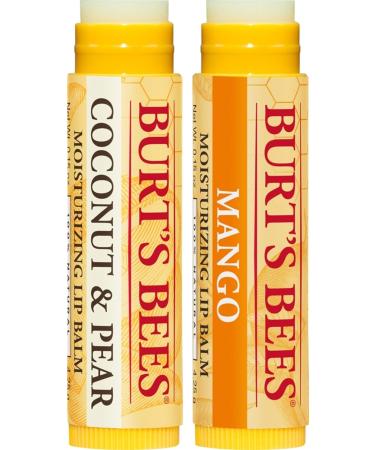 Burt's Bees Coconut & Pear and Mango Lip Balm - 100% Natural, Moisturizing with Beeswax & Fruit Extracts - 2 Tubes 2 Fl OZ & 0.15 Ounce (Pack of 2) - Buy Online on SooperMarket.com