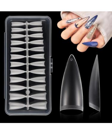 Lionvison Stiletto Nails Tips Pre Shaped  240PCS Half Cover Soft Gel Curved False Nails  Traceless Clear Nail Tips for Acrylic Nail Tips Professional  French Nail Extension for Nail Supplies 12 Sizes Coffin Nail Tips 240...