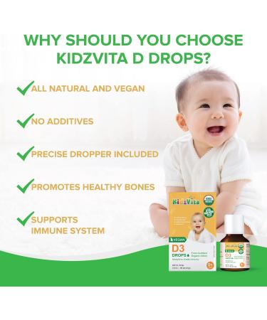 KidzVita - Vegan Vitamin D3 Drops 400IU - 3.6 ML 90 Servings 400 IU - Buy Online on SooperMarket.com