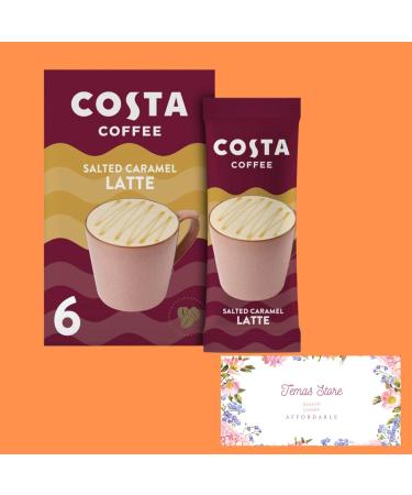 Temas Costa Coffee Instant Coffee Sachets Bundled With Reusable Coffee Cup Sleeves & Coffee Stirrers |Salted Caramel Latte | Coffee Gifts (Salted Caramel Latte) - Buy Online on SooperMarket.com