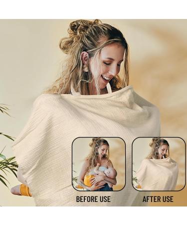 Nursing Apron & Cover | Darryy Muslin Breastfeeding Scarf | Breathable Cotton 75x95 cm Multi-Purpose Khaki Cover for On-the-Go Moms - Buy Online on SooperMarket.com