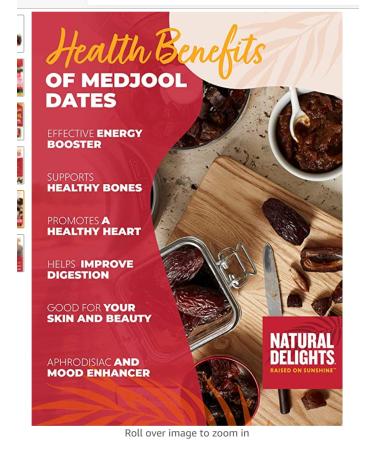 Natural Delights Medjool Dates - Large & Plump Whole Dates, Non-GMO Verified, 8 oz Container - Buy Online on SooperMarket.com
