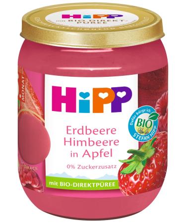 HiPP Organic Fruit Strawberry Raspberry in Apple 160g Pack of 6 (6x160g)
