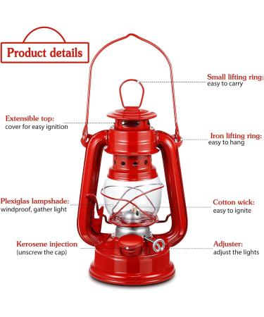 8 Inch Small Red Kerosene Hurricane Lantern Set - Perfect for Christmas Decor, Camping, and Emergency Use (4-Pack) - Buy Online on SooperMarket.com