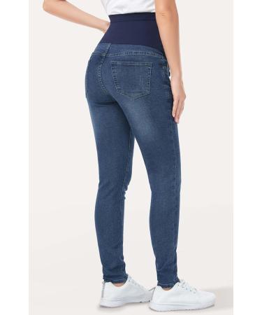 PACBREEZE Women's Maternity Jeans Over The Belly Slim Stretch High Waist Denim Skinny Pants | Dark Blue XXL - Buy Online on SooperMarket.com