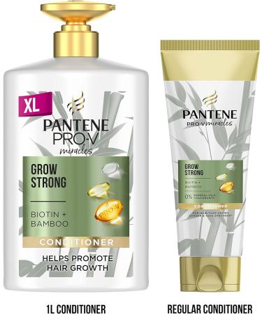 Pantene Grow Strong Conditioner 1L with Biotin & Bamboo - Promotes Hair Growth, Reduces Loss - XL Size for Dry, Damaged Hair - Buy Online on SooperMarket.com