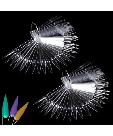 Nail Swatches 100Pcs Nail Swatch Sticks Nail Colour Display Nail Display Tips Nail Art Tips Sticks with Metal Ring for Nail Salon and Beginners (Clear)