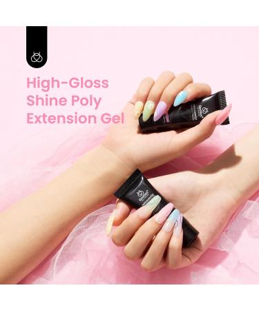 Beetles Gel Poly Extension Nail Kit - 6 Colors Blue Green Nude Pink | UV Lamp, Base & Top Coat for Summer Nails - Buy Online on SooperMarket.com