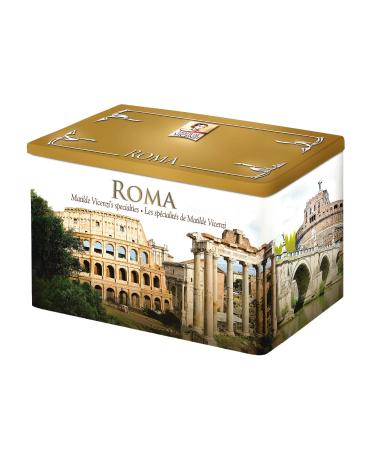 Matilde Vicenzi Roma Italy Shortbread Cookie Gift Tin, Imported Assortment Of Italian Butter Cookies & Crispy Tea/Coffee Pastries, Individually Wrapped Trays Of Holiday Bakery Snacks, Kosher,32 OZ Box Roma Gift Tin