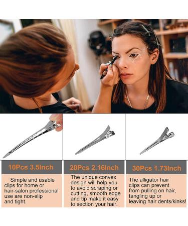 60Pcs Silver Metal Duck Bill Hair Clips for Women - Styling Sectioning, Pin Curl, Alligator Roller Clip Set with Case - Buy Online on SooperMarket.com