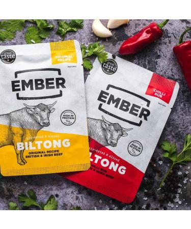 Ember Snacks Biltong - Chilli Beef Snack (2x250g) | High Protein Snack | Made from British & Irish Beef - Buy Online on SooperMarket.com