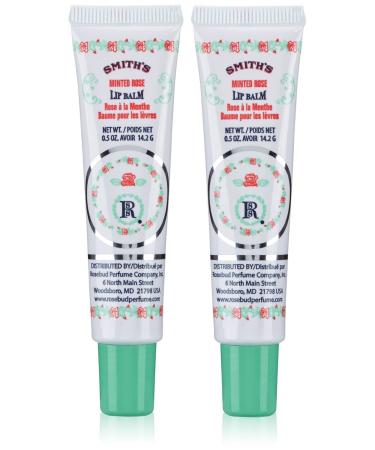 Smith's Rosebud Perfume Co. Minted Rose Lip Balm in a Tube 0.5 Ounce (Pack of 2)