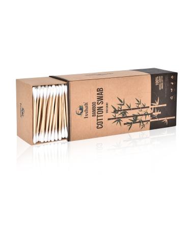 Bamboo Cotton Swabs - 500 Count - Vegan Cotton Swabs, Eco Friendly Double Tips, Plastic Free Ear Sticks, All Natural 100% Biodegradable Organic Cotton buds by Isshah