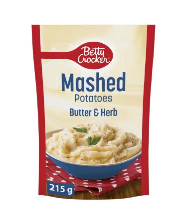 BETTY CROCKER Mashed Potatoes Butter and Herb Flavour Made with Real Potatoes 215 Grams Package of Mashed Potatoes