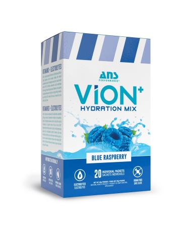 ViON+ Hydration Mix Blue Raspberry - Sugar-Free Electrolyte Powder with 8 Essential Vitamins - 20 On-the-Go Stick Packs for Hydration Energy & Recovery - Natural Flavors & No Artificial Colors or Dyes