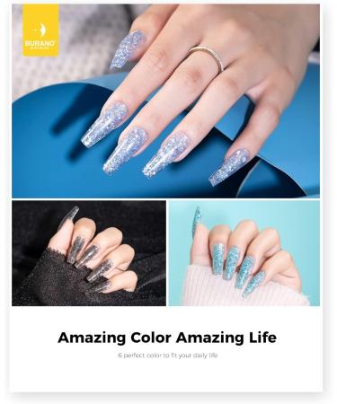 BURANO Poly Extension Gel Nail Kit - 6 Colors Builder Gel Set for Nail Art - DIY Starter Kit for Beginners & Professionals - Glitter Poly Nail Gel Gift - Buy Online on SooperMarket.com