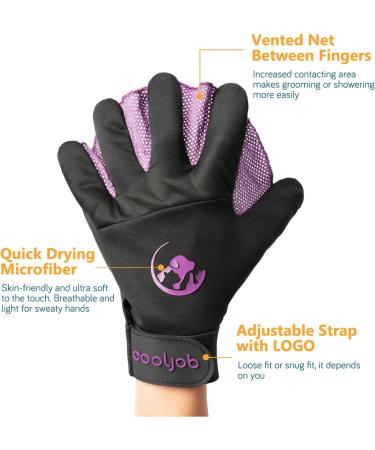 Cool Job Fur Care Gloves - Pet Shampoo Bath Brush & Depilatory Glove for Cats Dogs Horses & Rabbits (Size S-M) | International Shipping - Buy Online on SooperMarket.com