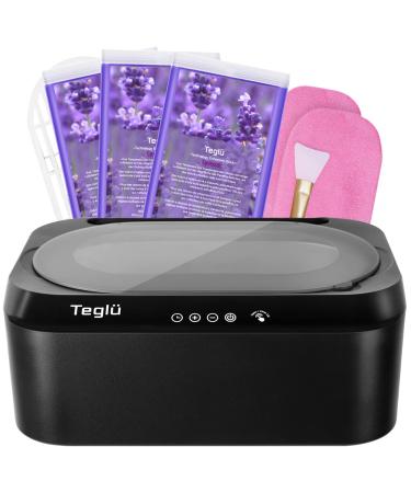 Teglu improved paraffin bath for hands and feet 4L automatic lid opening paraffin wax bath with 3x450g paraffin wax paraffin bathroom set 200W FHC-2222 black