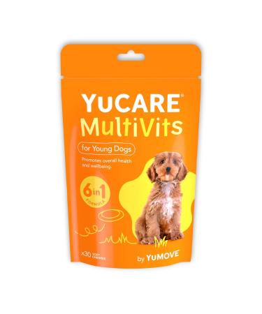 Lintbells YuCARE MultiVits Supplement for Young Dogs 6-in-1 Daily Vitamins for Dogs Under 3 Years 30 Multivitamin Chews White 30 count
