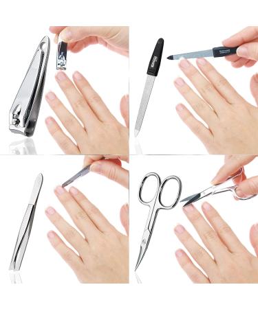 marQus 4-Piece Manicure Set for Women and Men with Sharp Nail Scissors, Tweezers, Nail Clippers & Sapphire Nail File from Solingen - Ideal for Traveling Manicure and Pedicure Carbon - Buy Online on SooperMarket.com