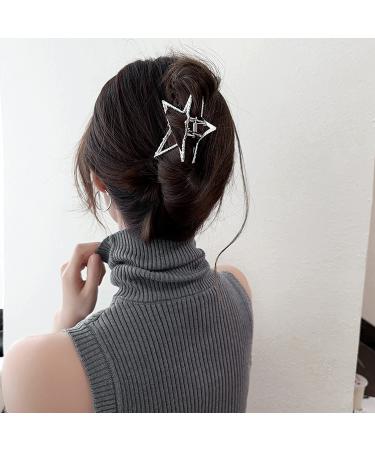 Silver Star Metal Hair Claw Clip - Stylish Hair Barrette for Women and Girls - Buy Online on SooperMarket.com