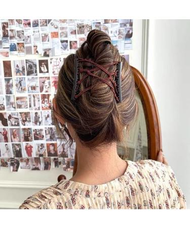 2 Pcs Plastic Double Hair Combs Adjustable Elastic Hair Comb Easy Hair Bun Comb Stretchy Double Comb Hair Clip for Curly Thick Wavy Hair - Buy Online on SooperMarket.com