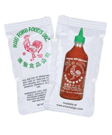 Sriracha2Go - Huy Fong Foods Sriracha Chili Hot Sauce Packets (50-Pack) 5 Gram (Pack of 50)