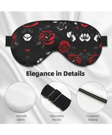 SSIMOO Black White Red Roses Eye Mask | Breathable Sleep Patch for Women | Ideal for Travel & Relaxation - Buy Online on SooperMarket.com