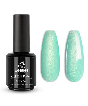 Beetles Mint Green Gel Polish 1 Pcs 15ml Glitter Green Gel Nail Polish Mermaid Turquoise Shimmer Green UV Gel Nail Polish Soak Off UV LED Summer Nail Art Design DIY Home 0-0-5-Pcs Mermaid Turquoise 1 Fl Oz (Pack of 1)