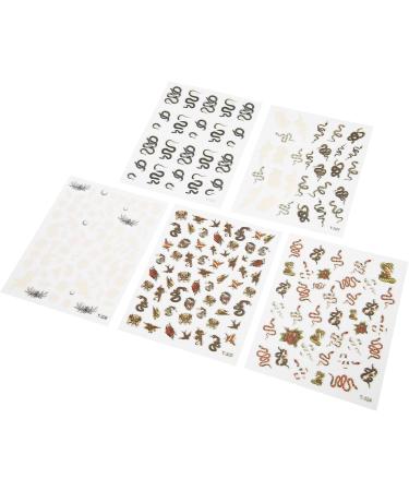 Snake Pattern Nail Sticker 5 Sheets Self Adhesive Nail Art Decals Nail Art Decoration Sticker for DIY Women Fingernail Toenail Various Patterns - Buy Online on SooperMarket.com