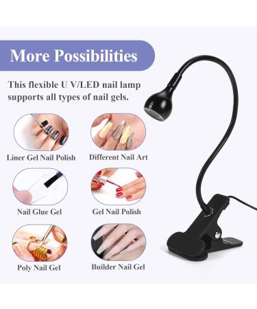 Saviland Mini Black Light LED Nail Lamp with Securing Clip - Rotatable Nail Dryer for Gel Polish - 3W U V Nail Lamp for Manicure at Home - Buy Online on SooperMarket.com