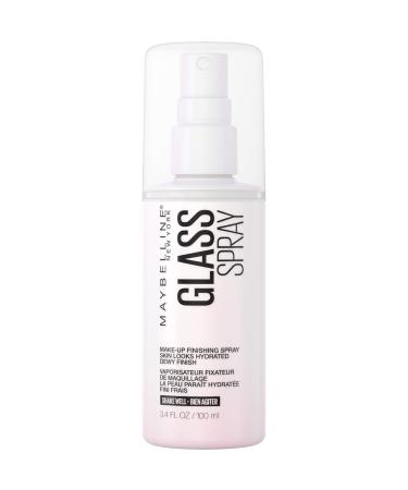 Maybelline New York Facestudio GlassSkin Makeup Finishing Hydrating Dewy Glossy Finish All Day Wear Use After Makeup Application or On Its Own  Glass Skin Spray  3.4 Fl Oz