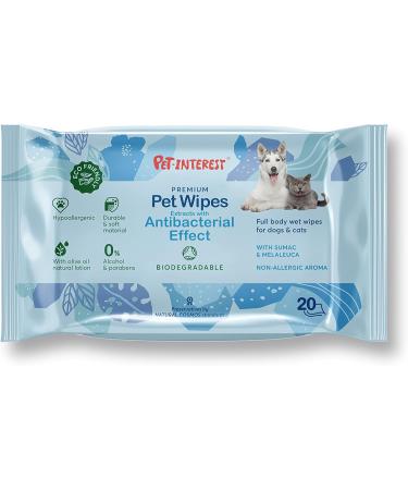 Biodegradable Antibacterial Wipes for Pets - 20PCs Pack of 8 | Natural Cleaning Wipes for Puppies & Kittens - Gentle & Effective for Paws Ears & Butts - Buy Online on SooperMarket.com