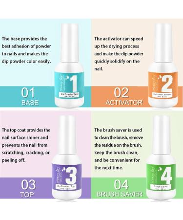 Dip Powder Nail Kit - 4 Colors Nude Pink Brown Starter Set | Acrylic Dipping System with 4 Powder & 4 Liquid 15ml Bottles - Buy Online on SooperMarket.com