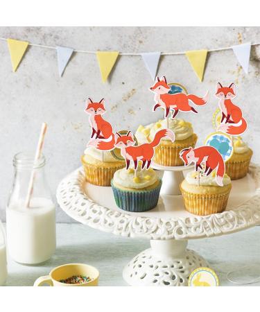 36 Pieces Fox Cupcake Toppers - Wild Animal Birthday Decorations & Muffin Decor for Baby Showers - Buy Online on SooperMarket.com