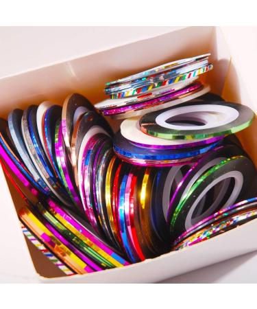 Hisenlee 90 Pcs Nail Art Striping Tape Lines in Mix Colors - 1MM and 2MM - Includes 2 Nail Tape Dispensers for Nail Art Decoration - Buy Online on SooperMarket.com