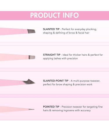 Brushworks 4 Piece Combination Tweezer Set - Pink One Size 52 56 369 - Buy Online on SooperMarket.com