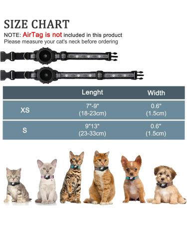 Reflective Airtag Cat Neck Band - Adjustable GPS Collar for Cats & Puppies | Jiarui Black 9-13 Inch (23-33cm) - Buy Online on SooperMarket.com