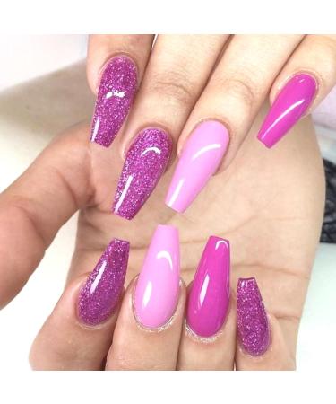 Glitter Gel Nail Polish - Purple Gel Nail Polish - Soak Off UV Sparkling Colors Nail Gel Spring Summer Gel Nail Art Manicure Varnish for Nail Starters Dark Purple - Buy Online on SooperMarket.com