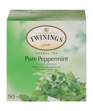 Twinings Herbal Tea Pure Peppermint Caffeine Free 50 Tea Bags 3.53 oz (100 g)