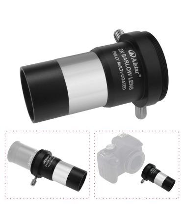 Alstar 1.25" 2X Barlow Lens MultiCoated Metal with M42x0.75 Thread Camera Interface for Telescopes