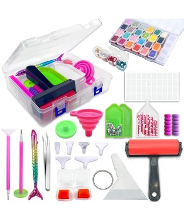 5d Diamond Painting Tools Kits 96pcs DIY Diamond Painting Accessories with Rhinestone Storage Containers Diamond Embroidery Box Bead Roller for Diamond Art Painting Supplies