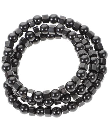 Magnetic Therapy Necklace Hematite Round Bead Necklaces Jewelry for Men Women and Carpal Tunnel (Black)