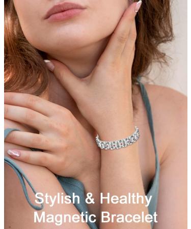 EnerCoppeX Magnetic Bracelets for Women Stainless Steel Bracelet with Effective Healing Magnets Adjustable Jewelry Gift (STB-2475ESDWK) - Buy Online on SooperMarket.com