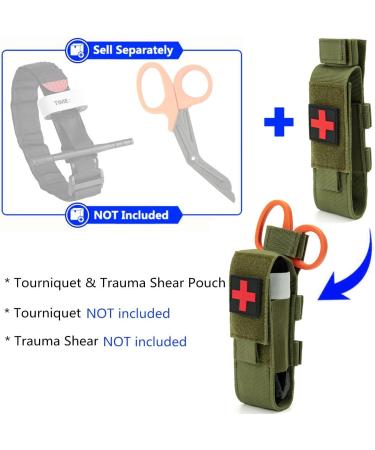 Yoncono Tactical Molle Tourniquet Holder | Portable Military First Aid Bag & Trauma Scissor Pocket - Army Green - Buy Online on SooperMarket.com