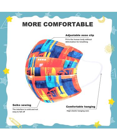 100PCS Sheal Disposable Kids Face Masks - Geometric Patterns Print (Ages 6-12) - Mixed Design - Buy Online on SooperMarket.com