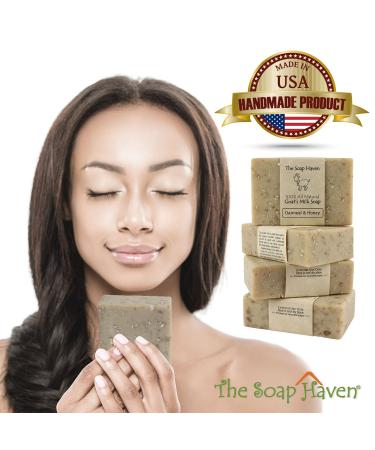 Oatmeal & Honey Goat Milk Soap Bars - Pack of 4 | All Natural, Unscented, Handmade in USA | Ideal for Sensitive Skin | SLS & Paraben Free - Buy Online on SooperMarket.com